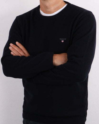 Gant Superfine Lambswool Crew Neck Navy