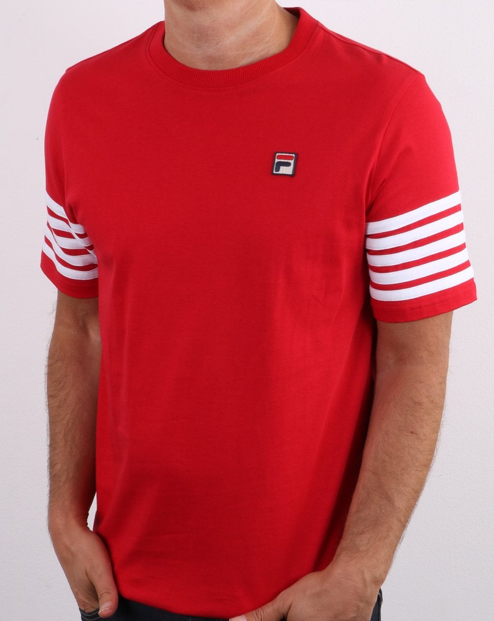 Fila Vintage 5 Stripe T Shirt Red/white