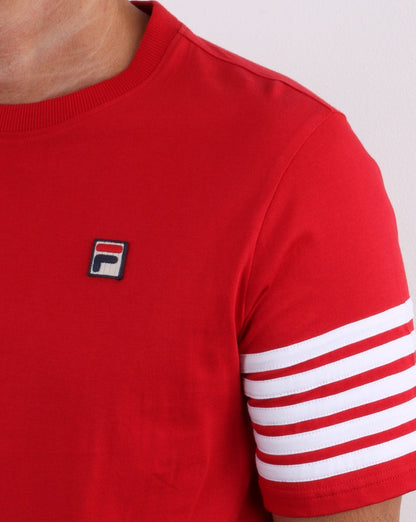Fila Vintage 5 Stripe T Shirt Red/white