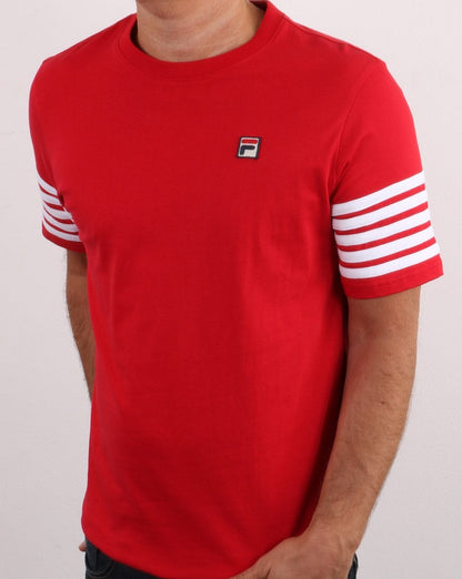 Fila Vintage 5 Stripe T Shirt Red/white