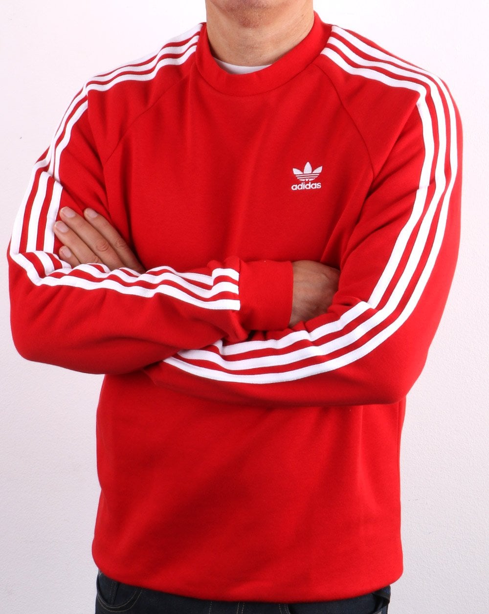 Adidas Originals 3 Stripes Crew Sweat Scarlet Red