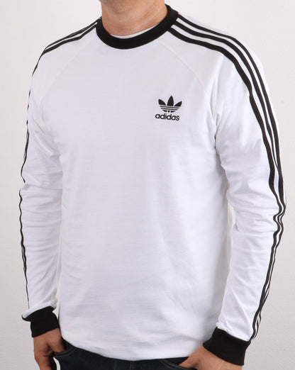 Adidas Originals 3 Stripes LS T Shirt White/Black
