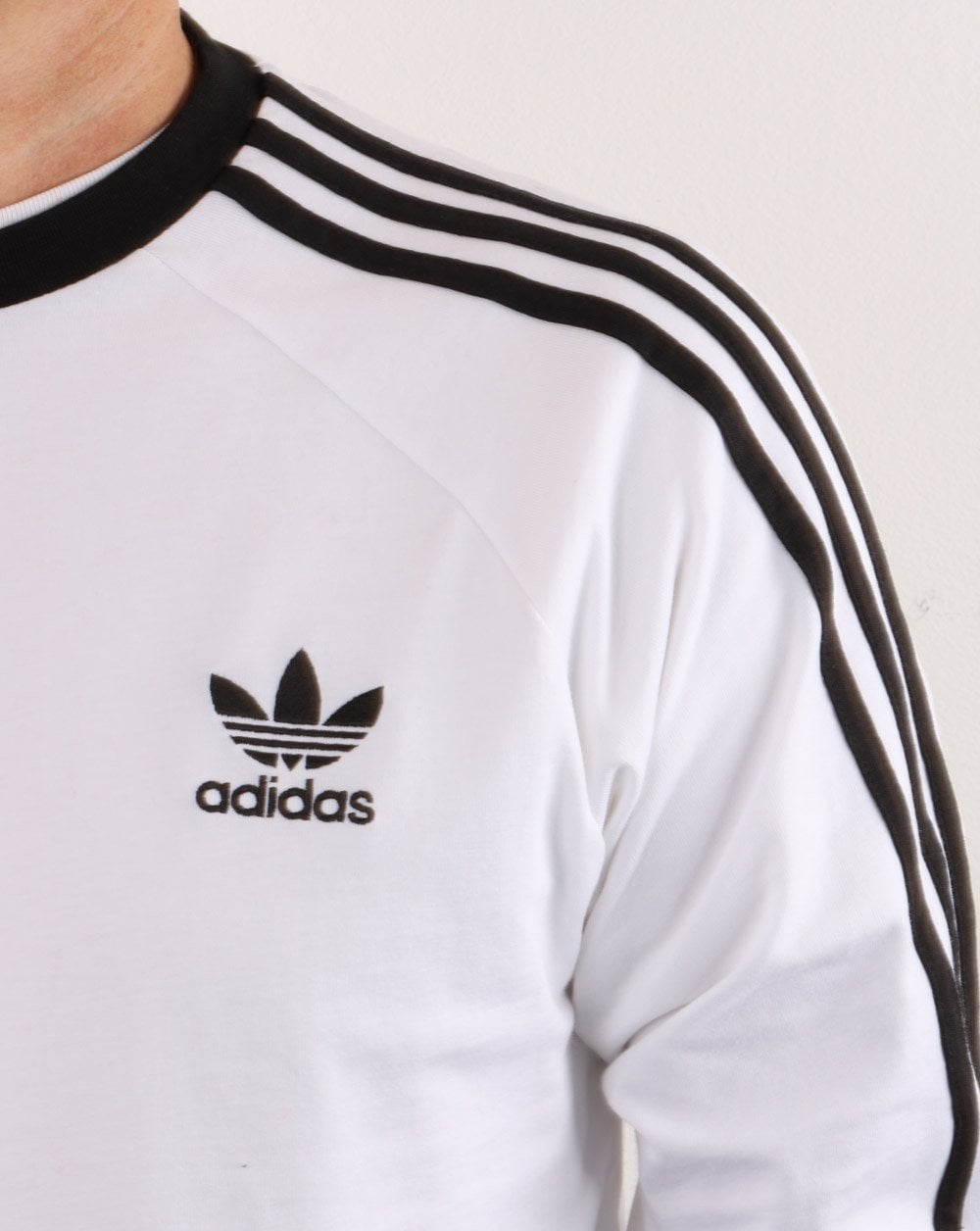 Adidas Originals 3 Stripes LS T Shirt White/Black