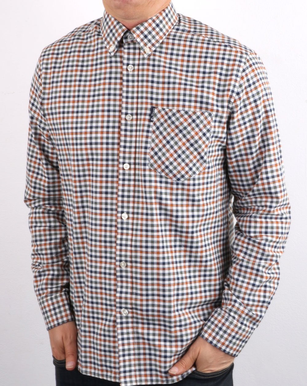 Ben Sherman Oxford Check Shirt Gold Metal