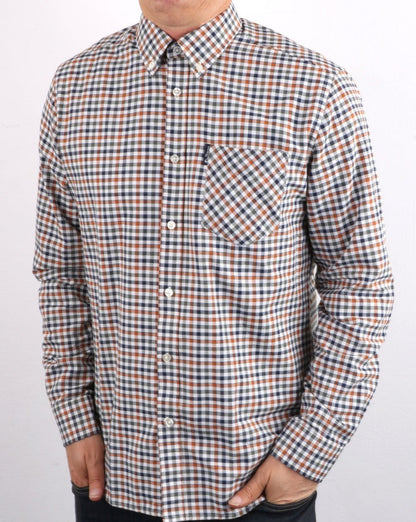 Ben Sherman Oxford Check Shirt Gold Metal