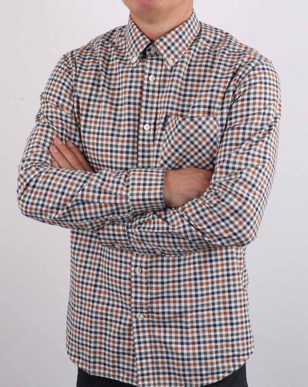 Ben Sherman Oxford Check Shirt Gold Metal