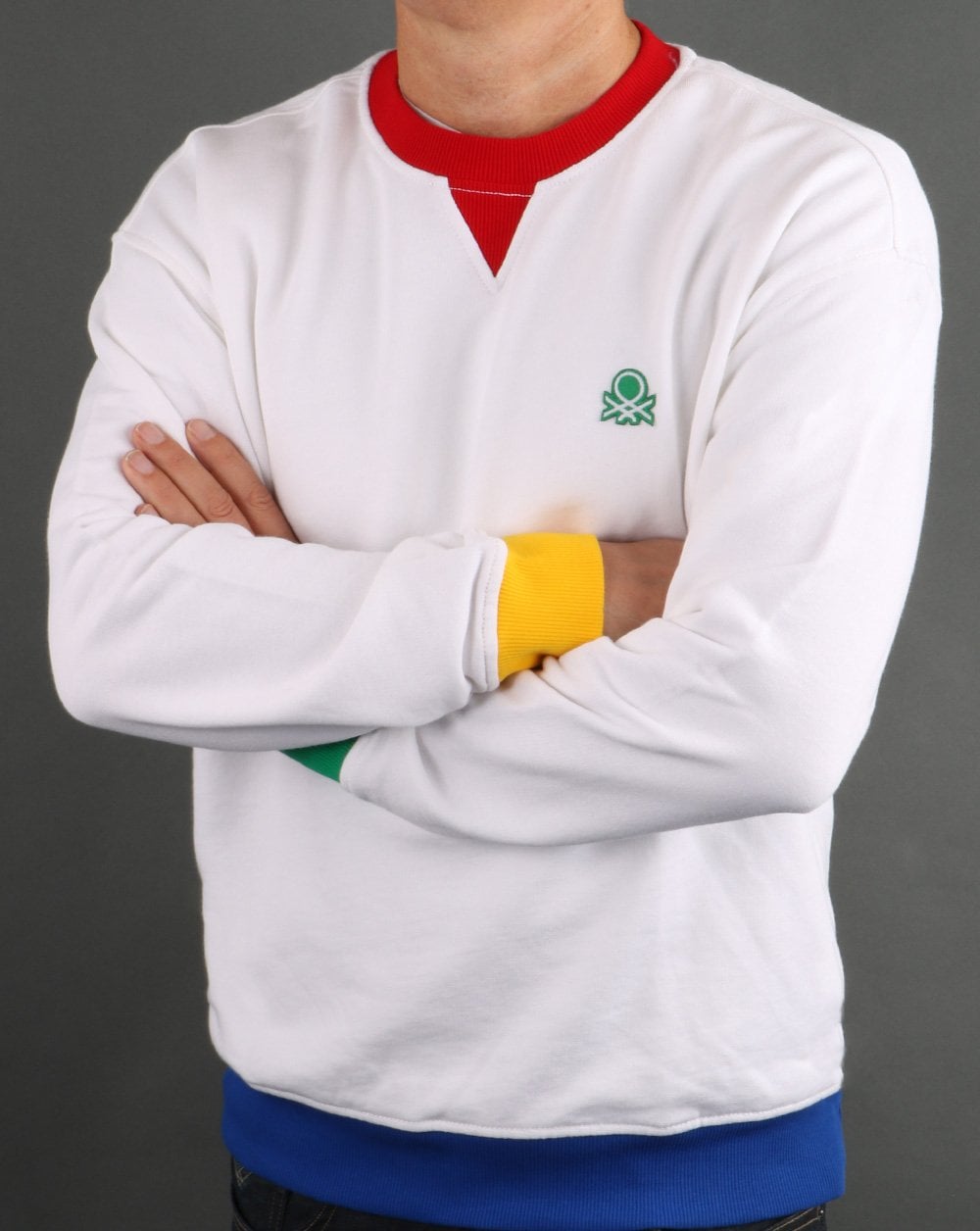 Benetton Contrast Sweatshirt White