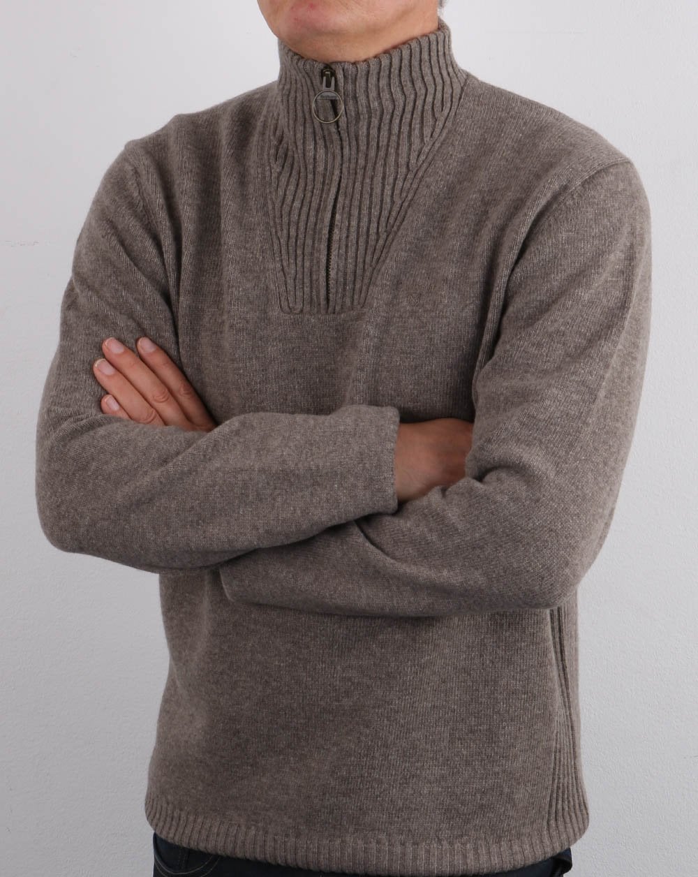 Barbour Lambswool Half Zip Dark Stone
