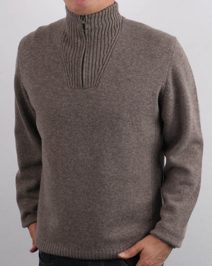 Barbour Lambswool Half Zip Dark Stone