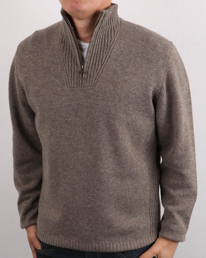 Barbour Lambswool Half Zip Dark Stone