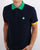 Benetton Multicolour Trim Polo Shirt Navy