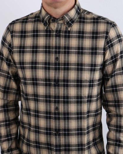 Benetton Checked Shirt Sand