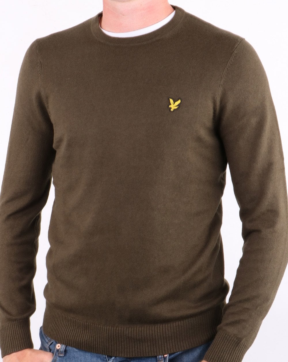 Lyle And Scott Cotton Merino Crew Jumper Trek Green