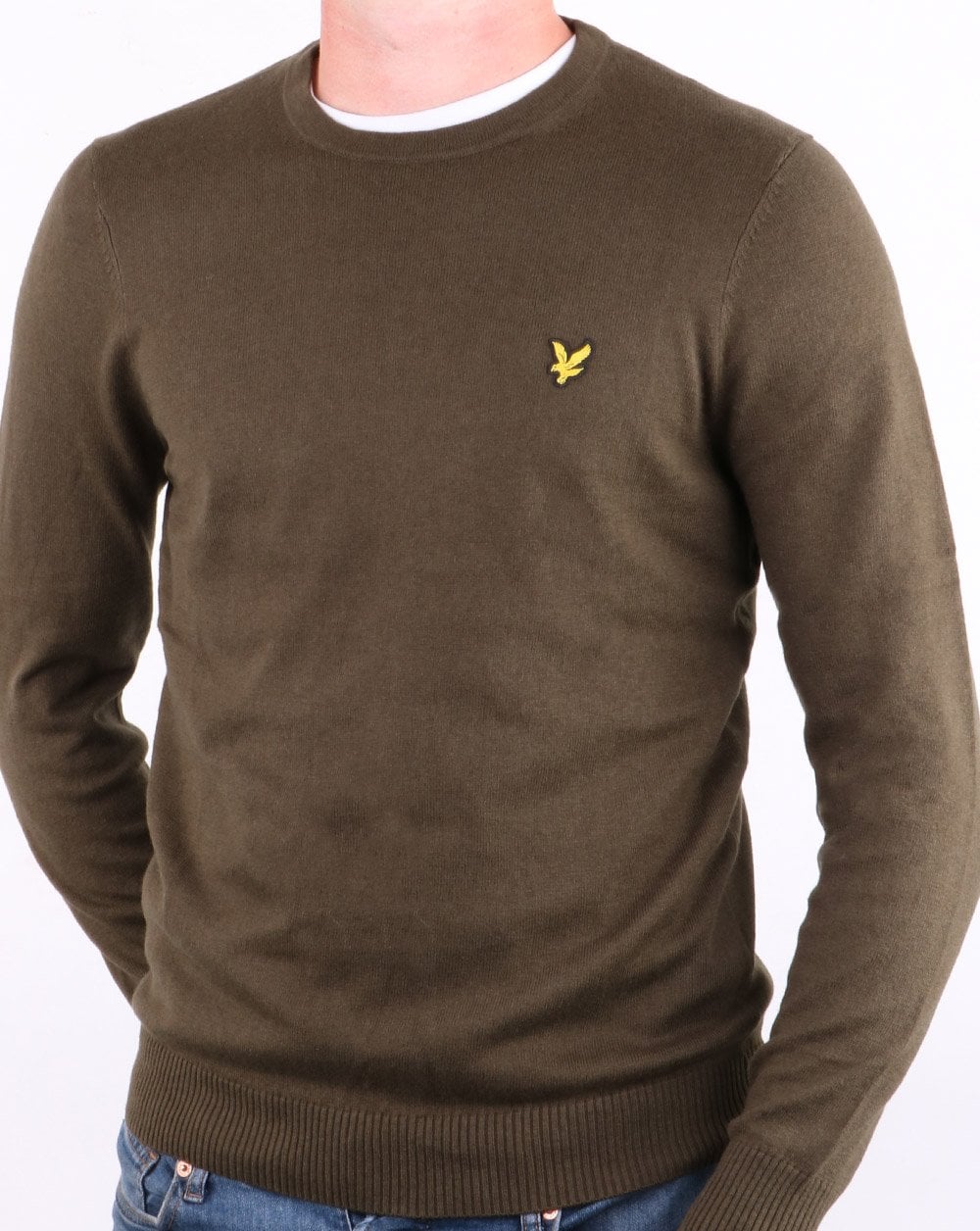 Lyle And Scott Cotton Merino Crew Jumper Trek Green
