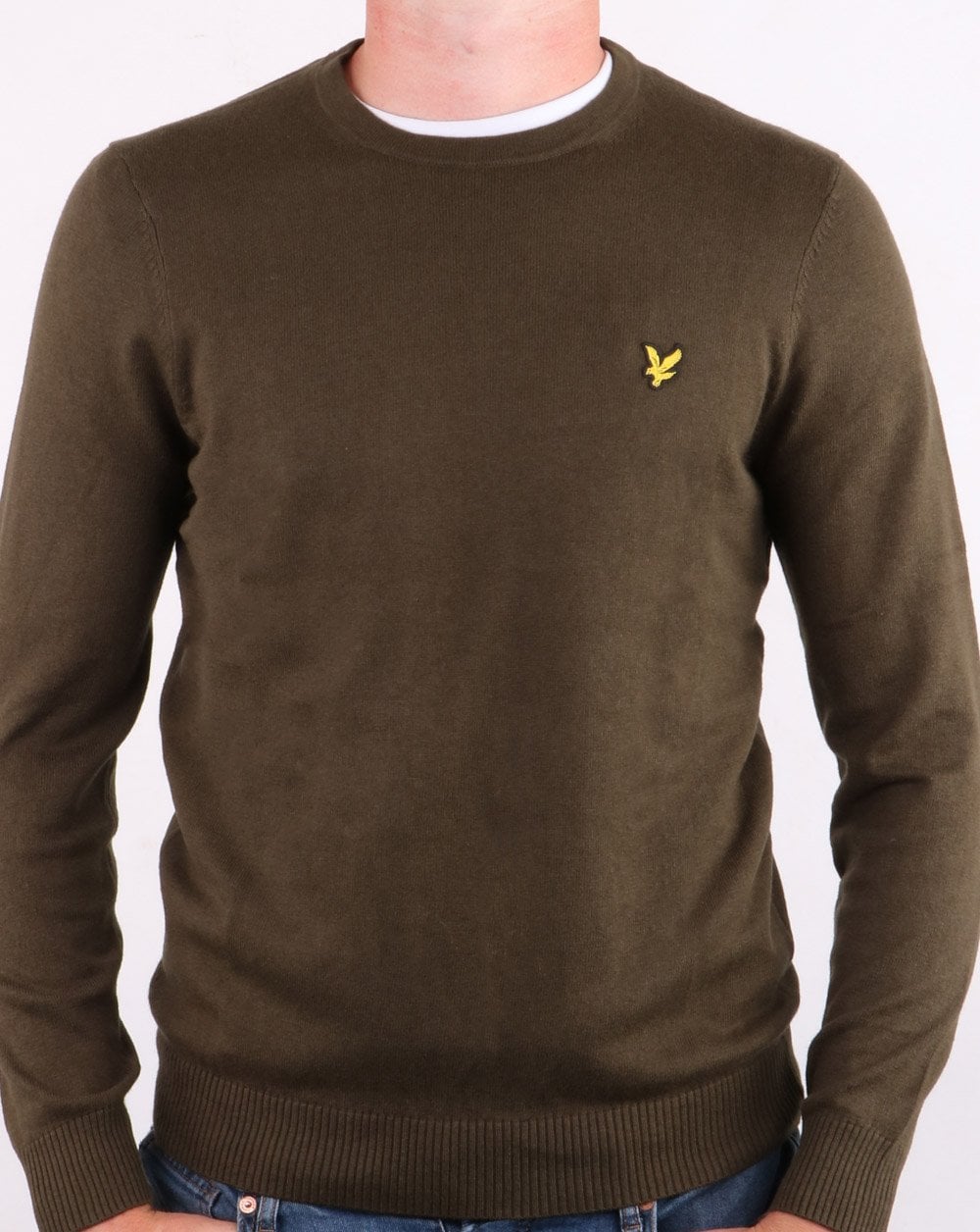 Lyle And Scott Cotton Merino Crew Jumper Trek Green
