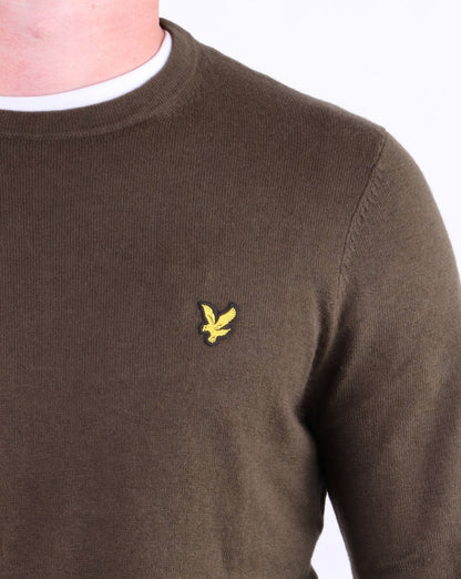 Lyle And Scott Cotton Merino Crew Jumper Trek Green