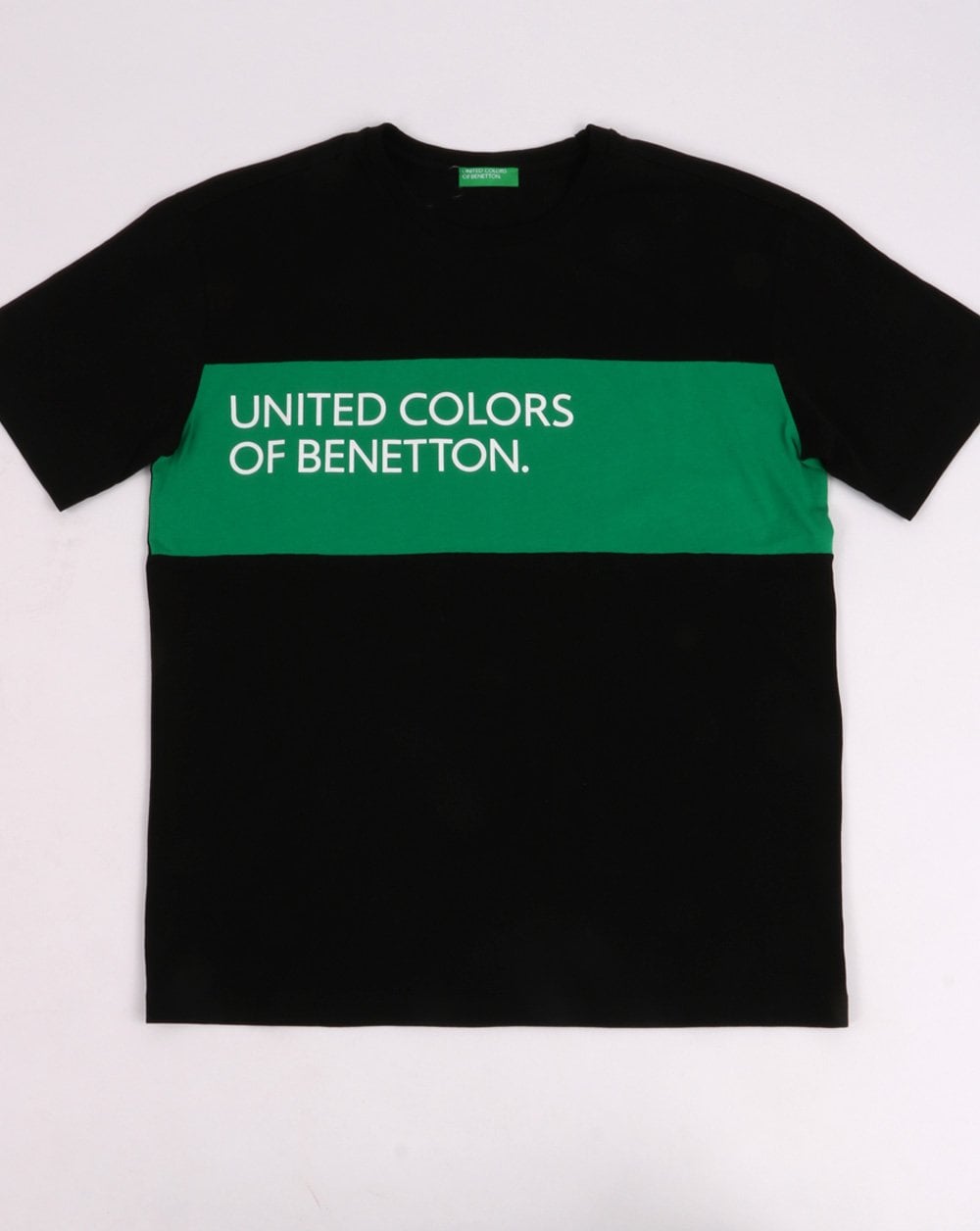 Benetton Classic Crew Tape Logo T-shirt Black