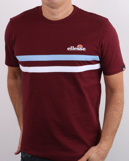 Ellesse Aprisio T Shirt Burgundy/Sky/White