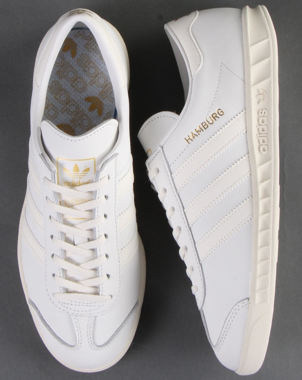 Adidas Hamburg Leather Trainers Vintage White