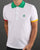 Benetton Iconic Multicolour Trim Polo Shirt White