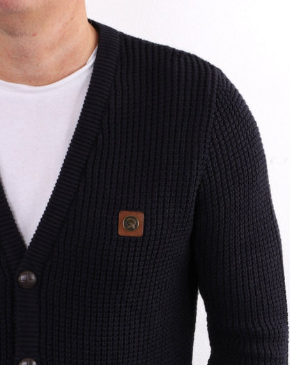 Trojan Waffle Cardigan Navy