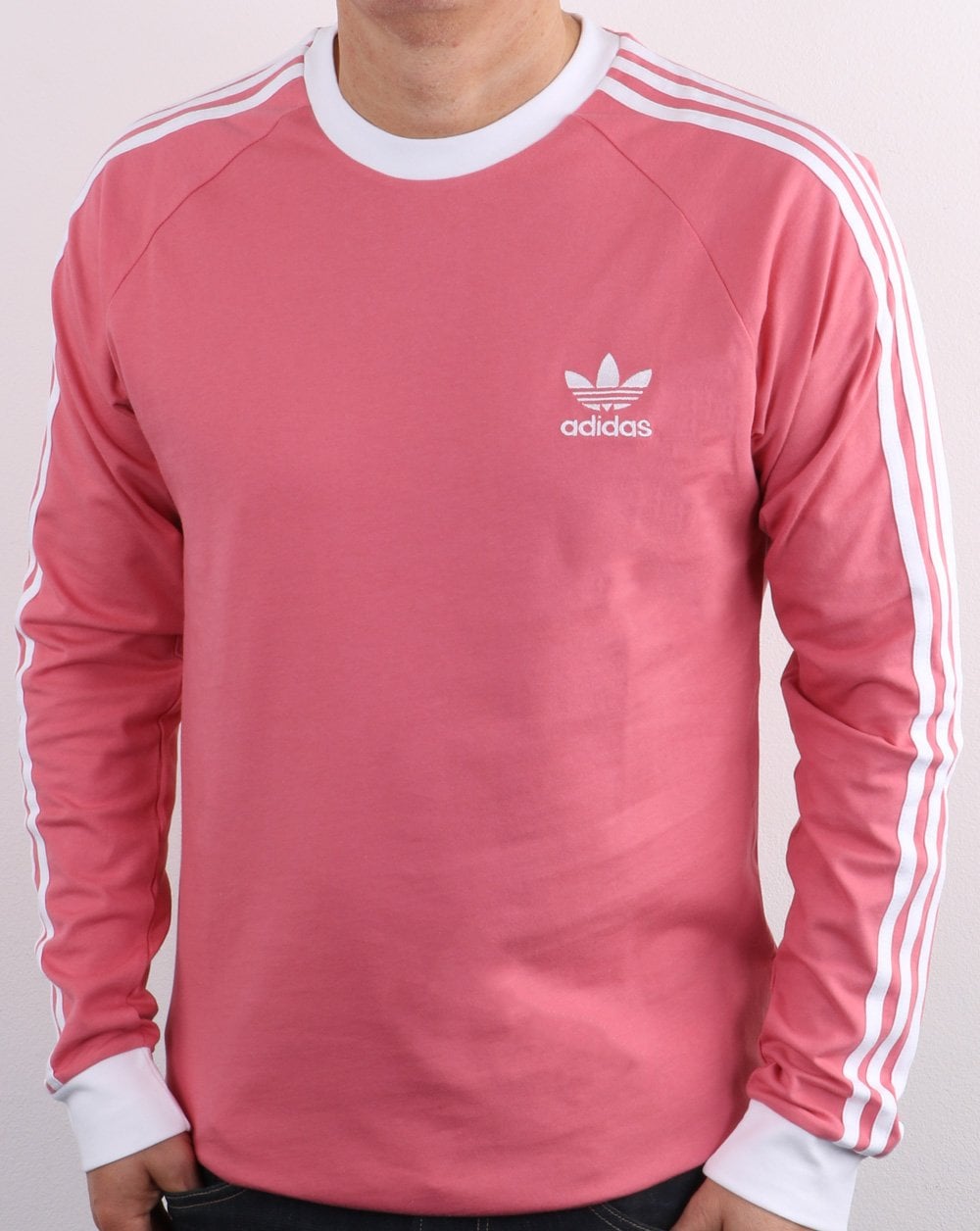 Adidas Originals 3 Stripes Ls T Shirt Dusky Pink