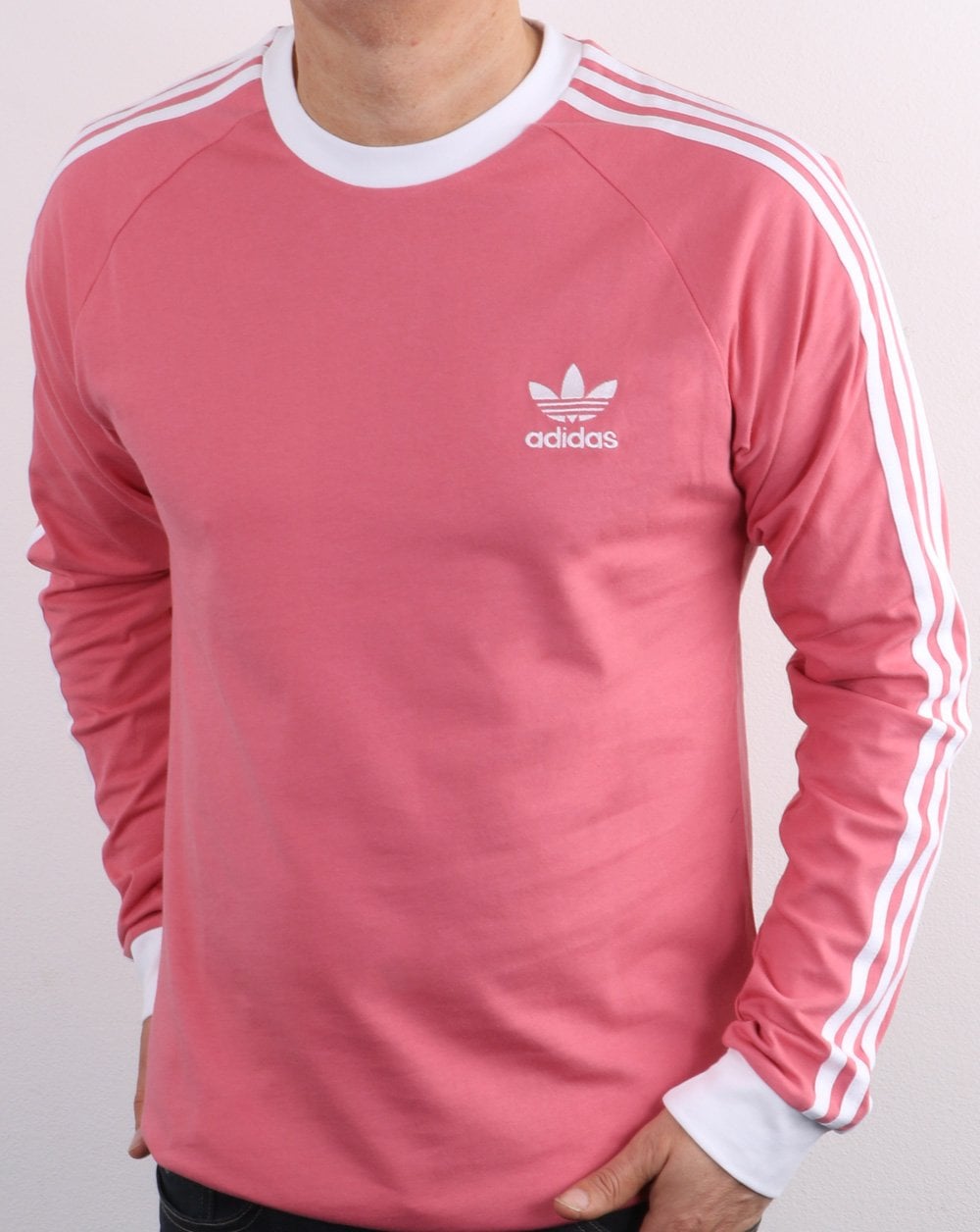 Adidas Originals 3 Stripes Ls T Shirt Dusky Pink