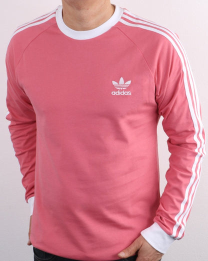 Adidas Originals 3 Stripes Ls T Shirt Dusky Pink