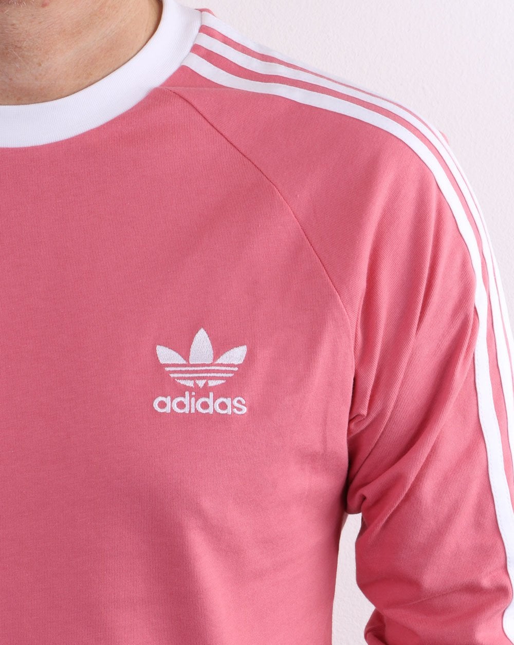 Adidas Originals 3 Stripes Ls T Shirt Dusky Pink