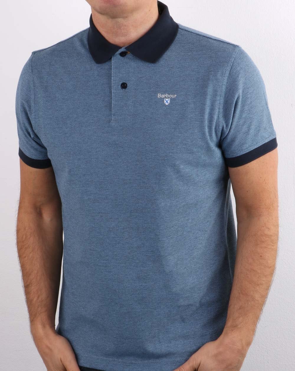 Barbour Contrast Collar Polo Navy