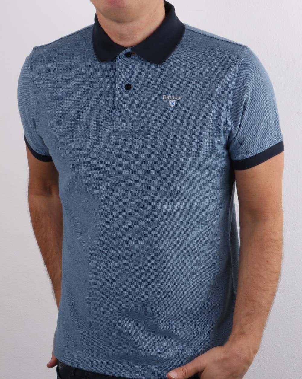 Barbour Contrast Collar Polo Navy