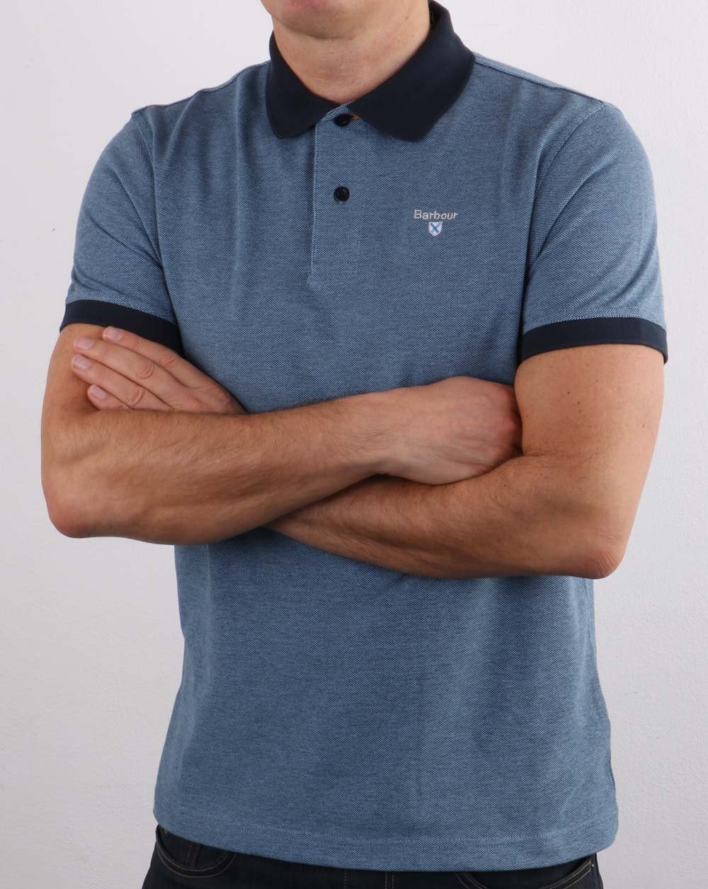 Barbour Contrast Collar Polo Navy