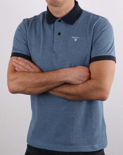 Barbour Contrast Collar Polo Navy