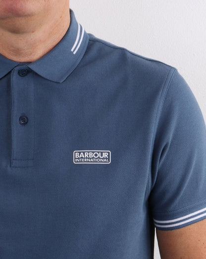 Barbour International Tipped Polo Mid Blue