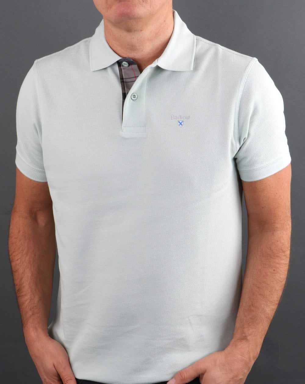 Barbour Tartan Pique Polo Aqua