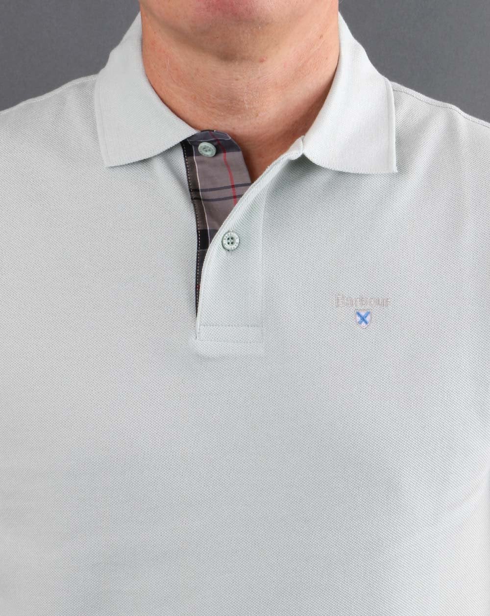 Barbour Tartan Pique Polo Aqua
