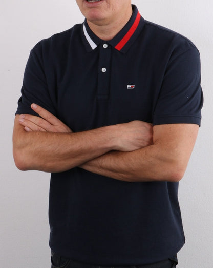 Tommy Hilfiger Flag Neck Polo Shirt Twilight Navy