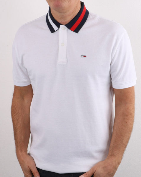 Tommy Hilfiger Flag Neck Polo Shirt White