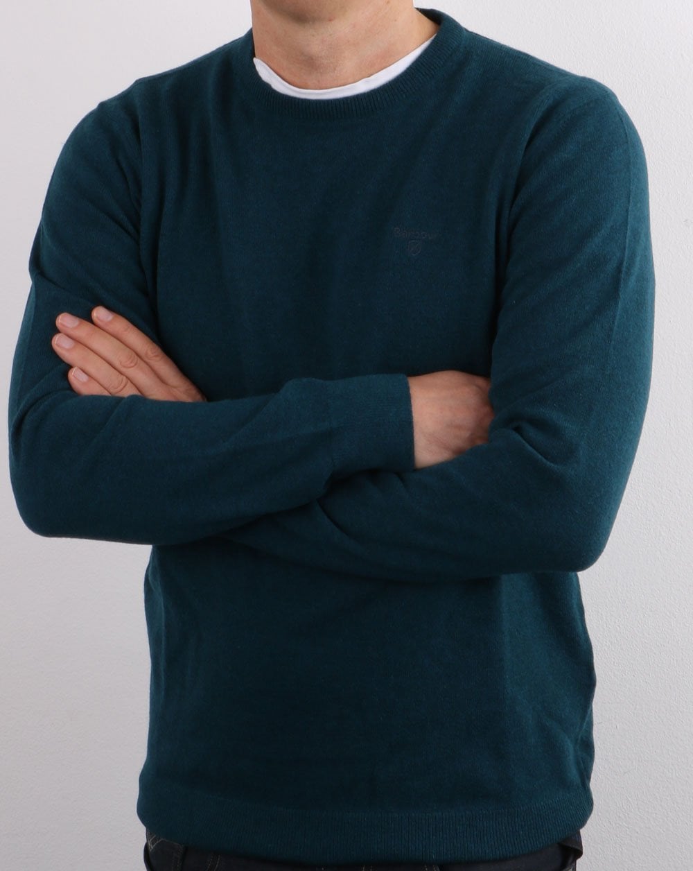 Barbour Lambswool Jumper Dark Aqua