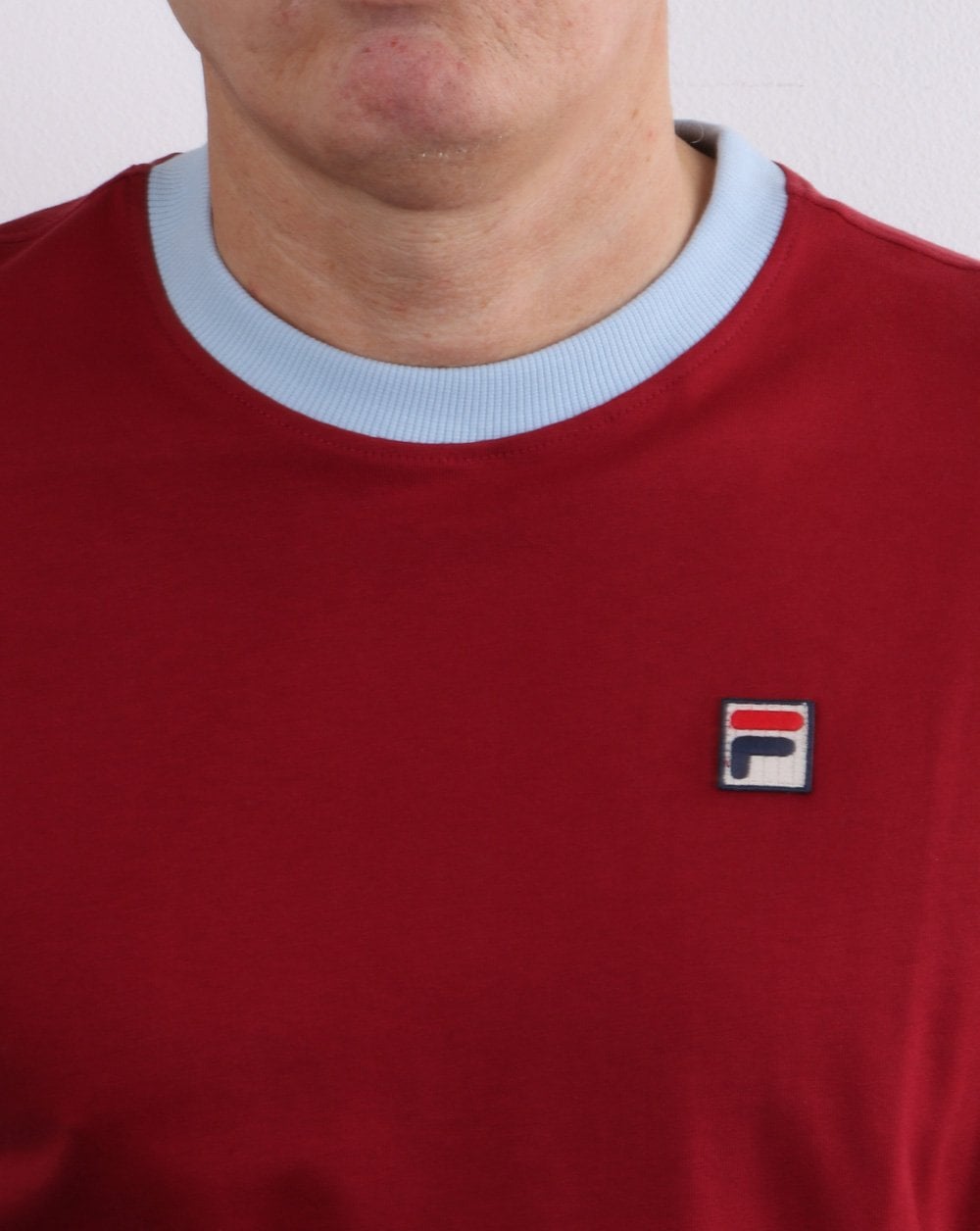 Fila Vintage Long Sleeve Ringer T Shirt Claret/Sky Blue