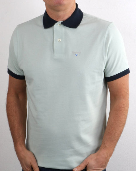 Barbour Contrast Collar Polo Aqua