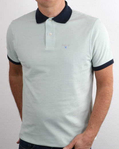Barbour Contrast Collar Polo Aqua