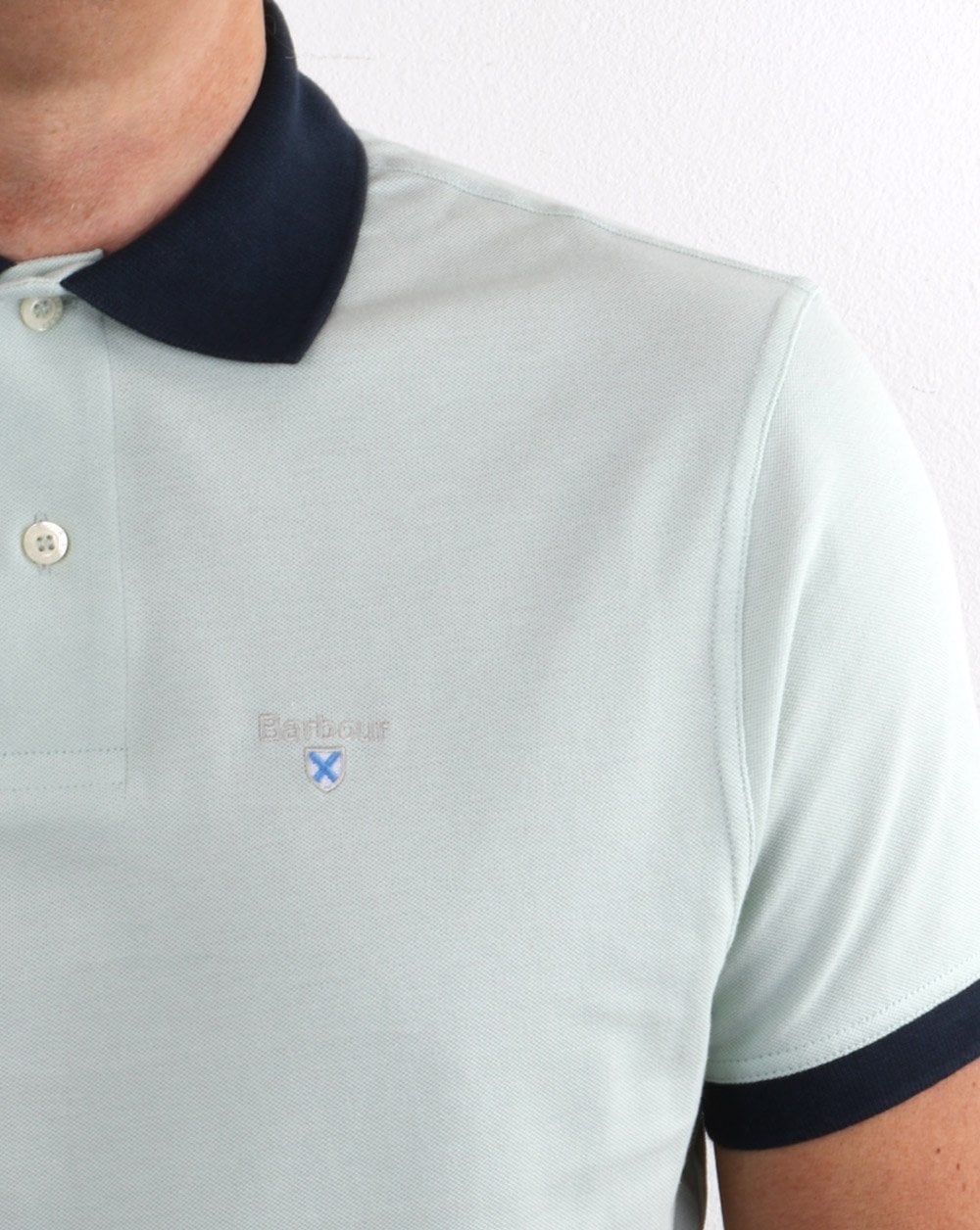 Barbour Contrast Collar Polo Aqua