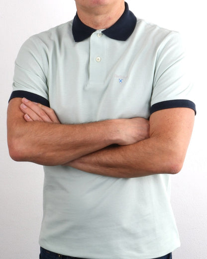 Barbour Contrast Collar Polo Aqua