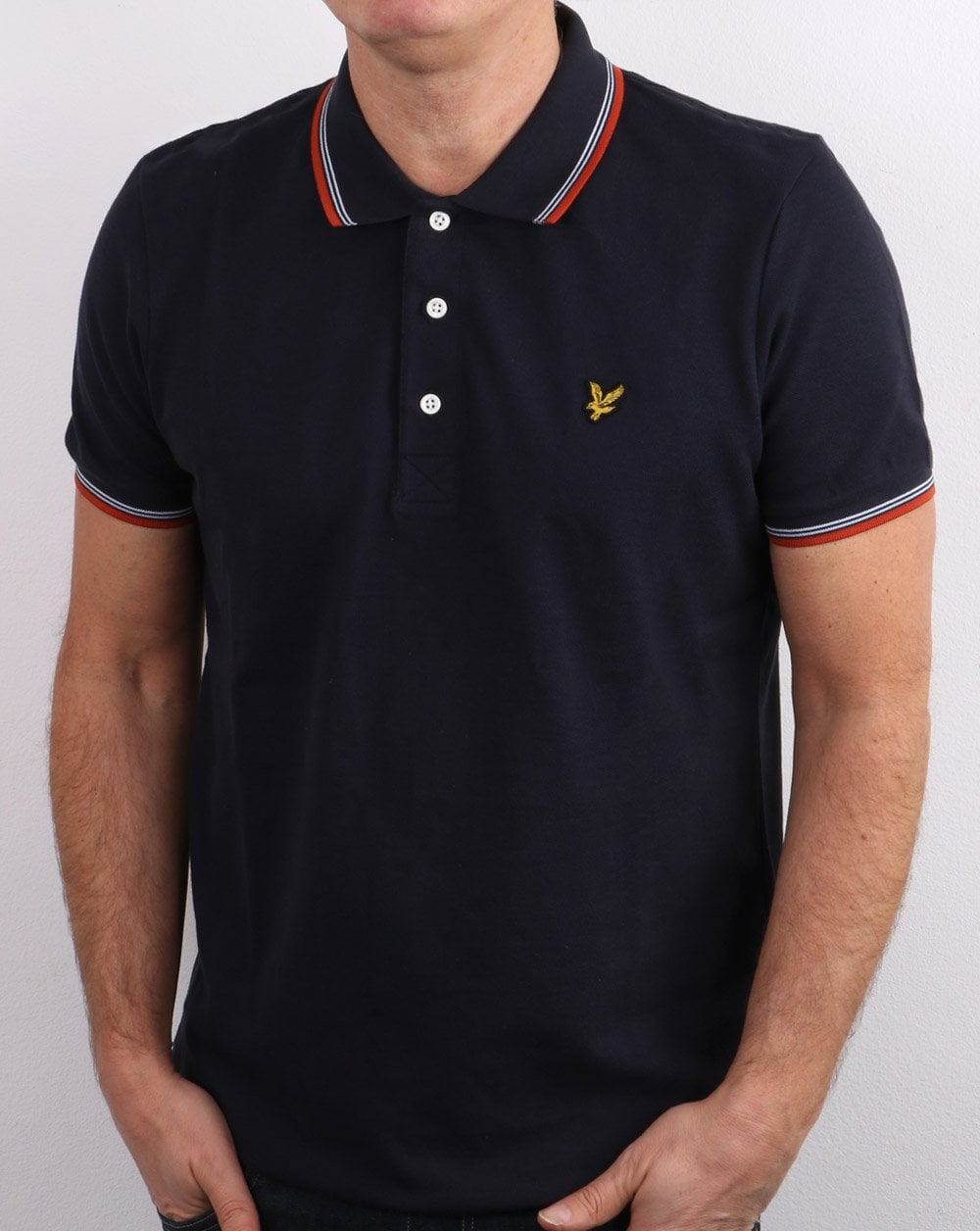 Lyle And Scott Tipped Polo Shirt Dark Navy/Orange