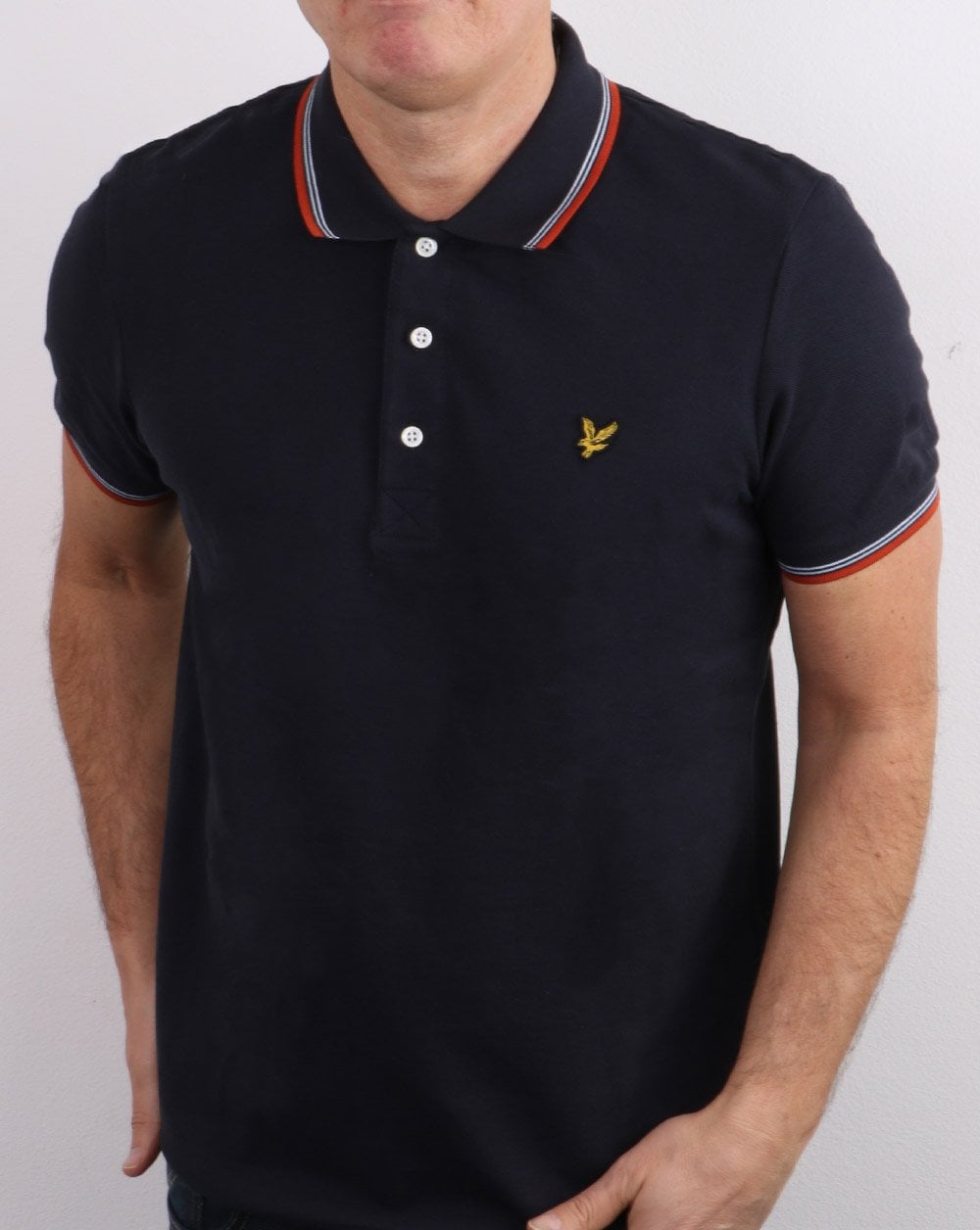 Lyle And Scott Tipped Polo Shirt Dark Navy/Orange