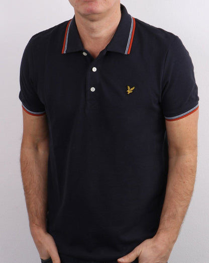 Lyle And Scott Tipped Polo Shirt Dark Navy/Orange
