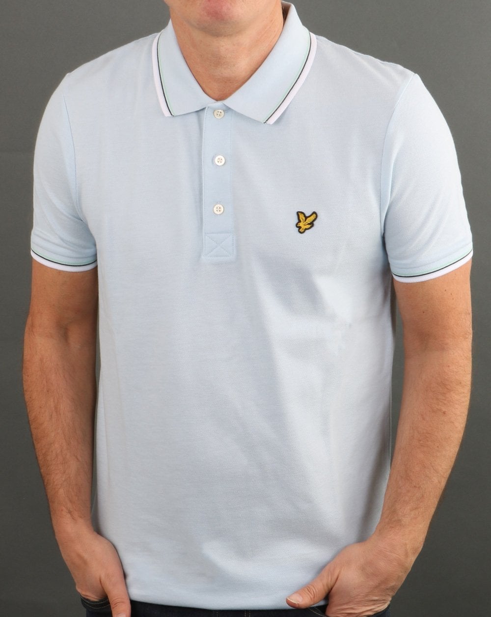 Lyle And Scott Tipped Polo Shirt Sky Blue/white