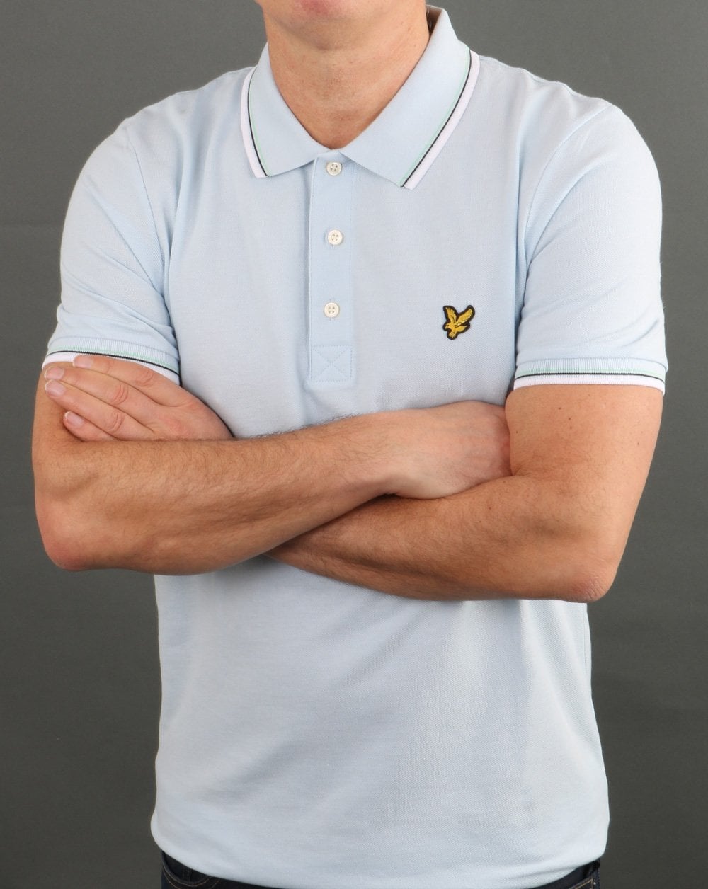 Lyle And Scott Tipped Polo Shirt Sky Blue/white