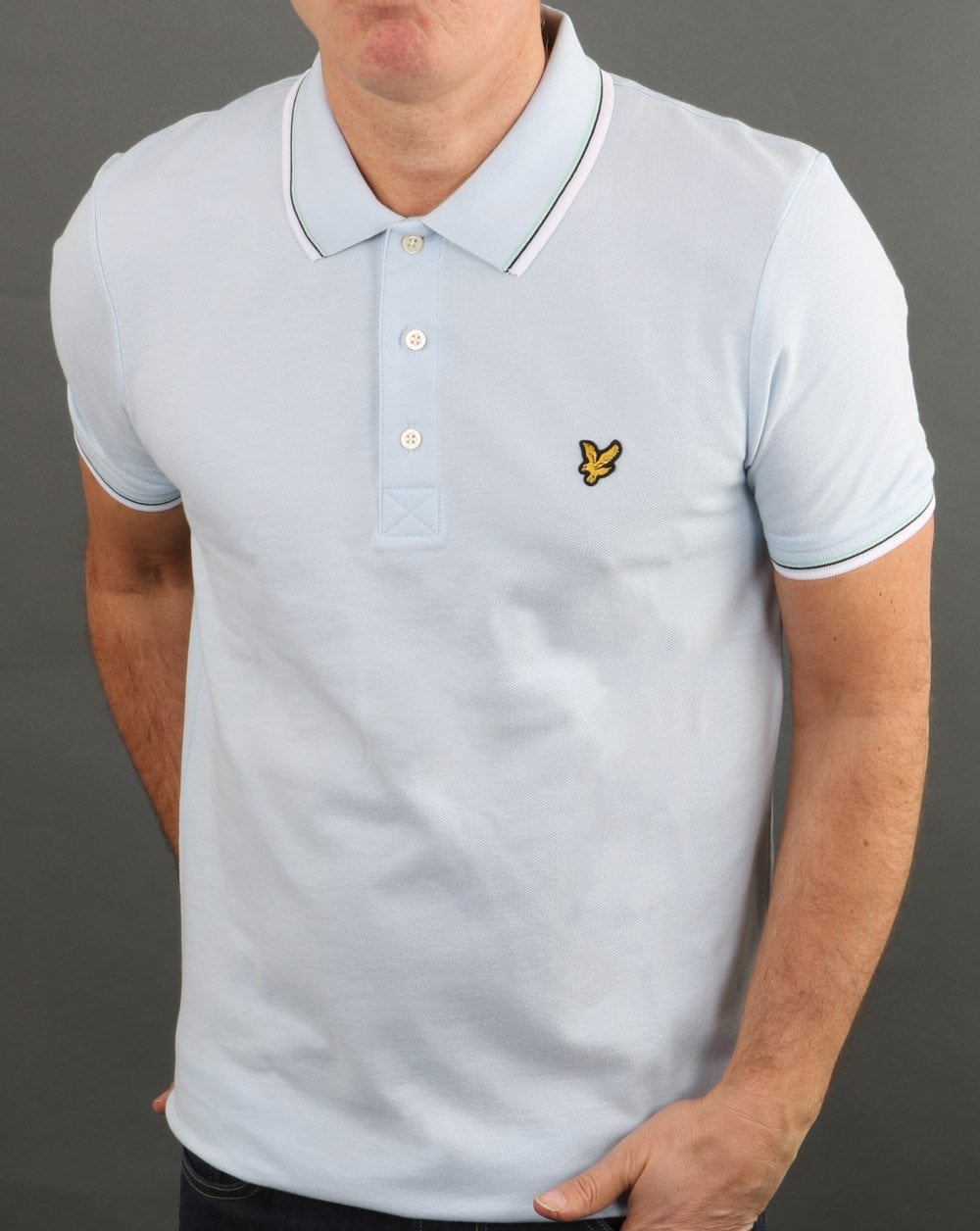 Lyle And Scott Tipped Polo Shirt Sky Blue/white